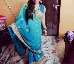 Teal Ombre Embroidered Saree