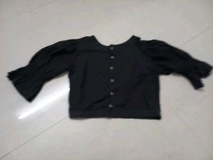 Black Crop Top Blouse