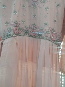 💞Peach Colour Ambrella Plazo Long Kurti With Dupa
