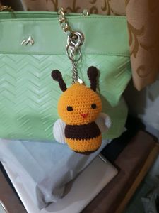 Crochet honeybee keychain