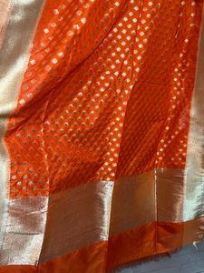 Pure Banarasi Orange &amp; Gold Dupatta