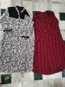 Maroon And Black White Kurta