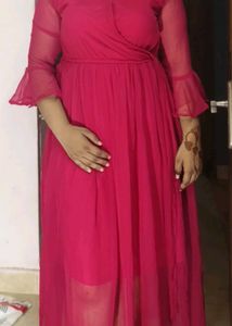 Rose Pink  Ruffle Sleeve Dress