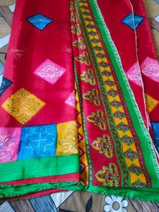 Red Bandhani Saree
