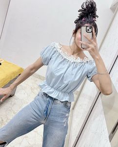 Blue Lace Detail Top