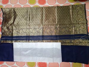 Silk Blend &amp; Woven Saree With Blouse Piece