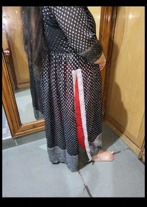 Black Polka Dot Kurta naira kurti long