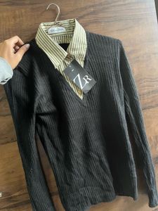 Shirt Attached Style Sweater.🖤