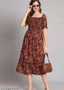 Boho Chic Smocked Midi Dress – Effortless Elegance