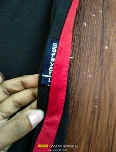 Black Track Pants with Red Stripe