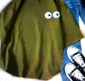 Olive Green Google eyes 👀 👕
