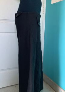 super wide leg black pants with cloth waist