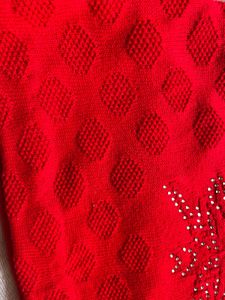 Red Embellished Sweater