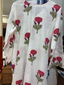 White Block Print Kurta