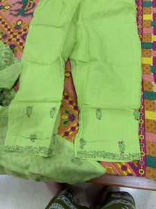 Cotton Chikankari Kurta Dupatta Pants