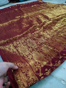 Maroon & Gold Saree
