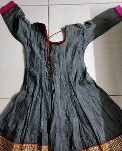 Grey Long Sleeves Anarkali Dress
