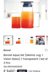 BRAND NEW Set Borosil Aqua (Marina Jug, Glasses