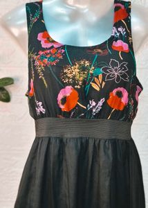 Floral Top Black Dress