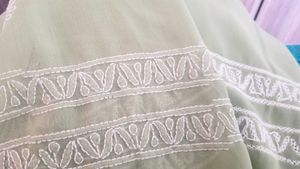 Pista Green  Lucknow Embroidered Dupatta