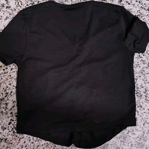 Ruched V-Neck Black Top
