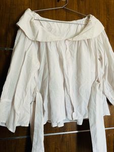 White Flared Kediya Style Baby Collar Shirt