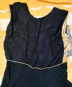 Elegant Black &amp; Gold Anarkali Dress