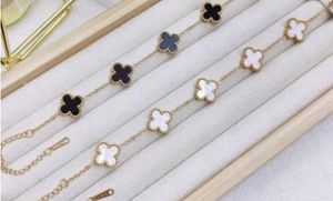 Clover Charm Bracelet - Gold &amp; White