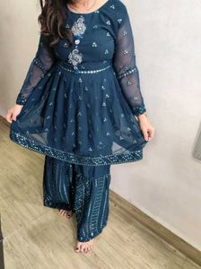 Teal Embellished Gharara Suit