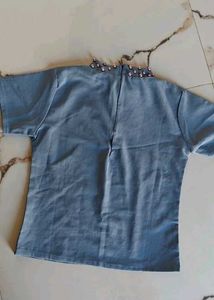 Cute Blue Beaded crop Top