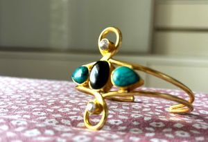 Golden Bangle Kada With Gemstone Embellishments