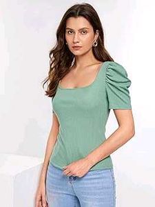 Blue Puff Sleeve Top