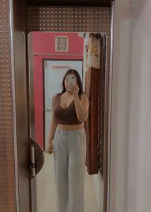brown deep neck crop top