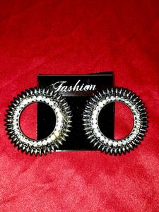 Combo Of Golden Adjustable Ring And Silver Earring