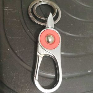 Silver &amp; Red Keychain