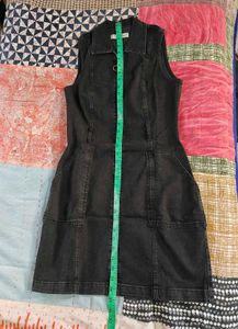 Black Denim Sleeveless Mini Dress