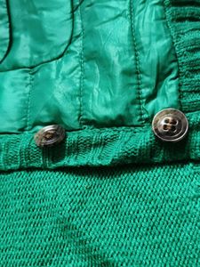 Green Puffer Jacket with Sherpa Collar
