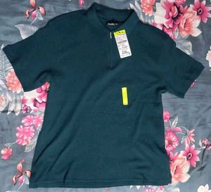 Green Ribbed Polo T-Shirt