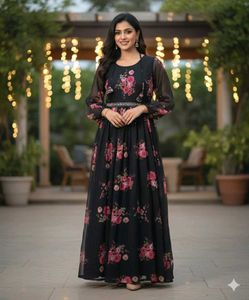 Floral Print Maxi Dress with belt