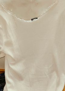 All new white tshirt top with pretty border lace