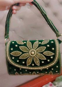 Green Embellished Clutch