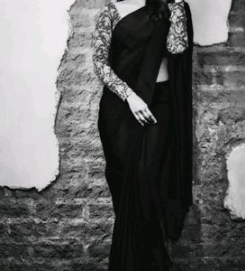 Black Saree With Full Sleevs Blouse