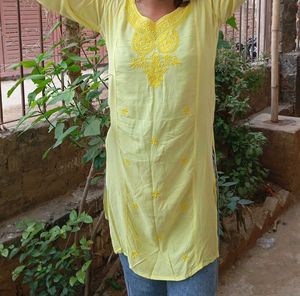 Yellow Embroidered Kurta