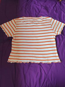 Summer Vibed Orange White Striped Top