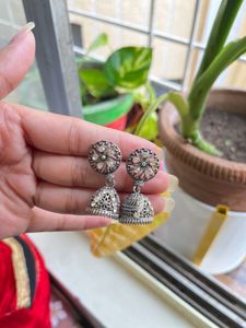 Silver Jhumka Earrings