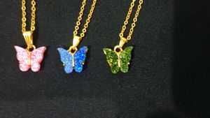 Brandsoon Studded Butterfly Pendant With Chain