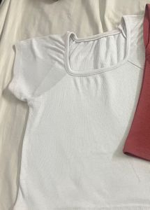 White Square Neck Top