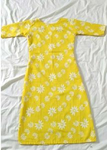 Yellow Floral Print Kurti size:- M