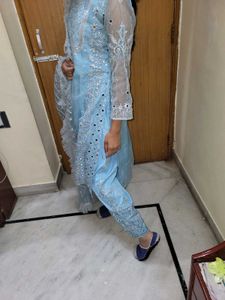 blue pakistani mirror work  Xl Kurta Set Women Wed