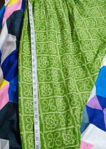 Parrot Green Dress&amp; Black And Pink Dots Top